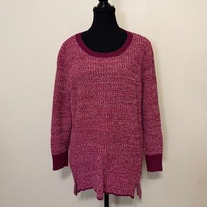 Denim & Co Knit Sweater Cranberry